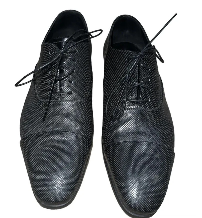 Giorgio Armani — Giorgio Armani Black Textured Leather Lace Up Oxfords