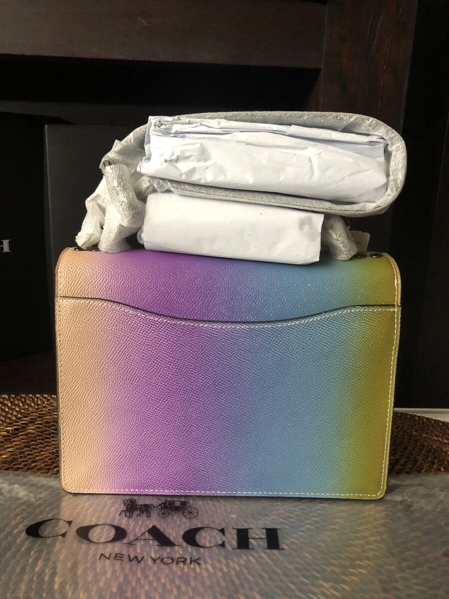 COACH Klare Ombre Rainbow Chain Crossbody Crossgrain Leather NWT