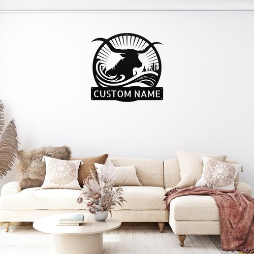 Custom Longhorn Metal Sign Texas Decor Personalized Wall Art Rustic Home Decor - Picture 5 of 6
