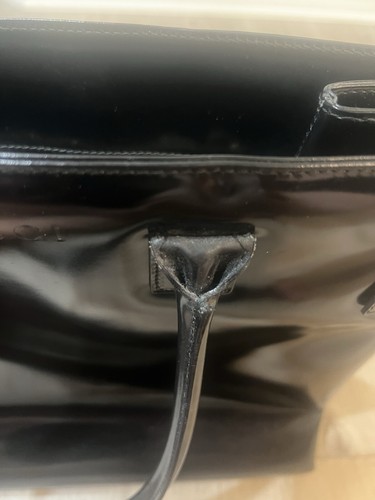 Authentic GUCCI Vintage Black Patent Leather Studded Tote Purse Bag - Picture 9 of 14