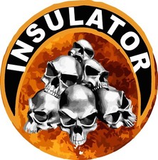Insulator with skulls and flames hard hat sticker, CI-18