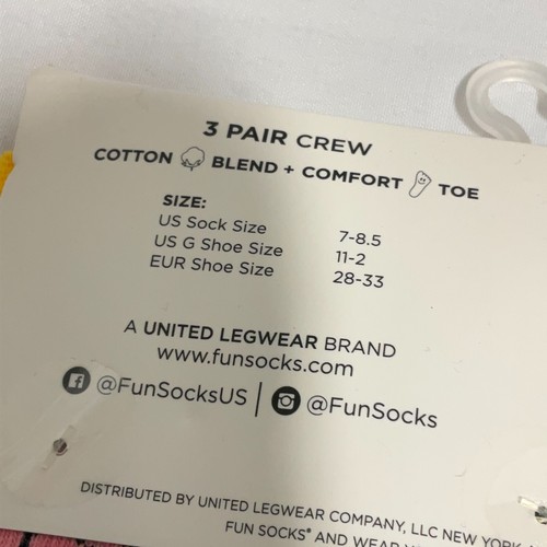Fun Socks Crew Socks Unisex Kids Size Medium Pink 3 Packs of 3 Animal Print - Picture 8 of 9