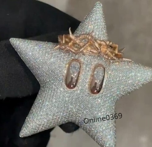 Ciondolo Charm "Puff Star" Certificato Diamante Naturale Designer Party Wear per Lui - Foto 3 di 5