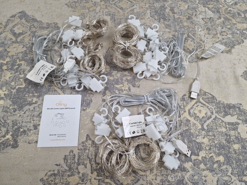 3x Ollny Curtain Lights Indoor Outdoor, 300LED 3mx3m Waterfall Hanging Plug in - Picture 2 of 2