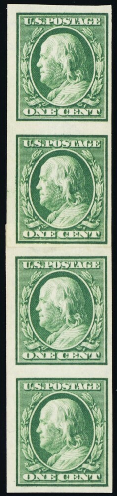 stamps 1.1～ 383V, Mint VF NH Imperforate Coil Vertical Paste-Up Strip of Four
