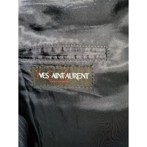 Yves Saint Laurent Vintage Slim 3 Piece Navy Pinstripe Suit Vest Suit 39-40Sx32S - Picture 9 of 9