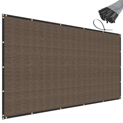 Brown 15FT Fence Privacy Screen Windscreen Mesh Shade Net Cover Garden Balcony