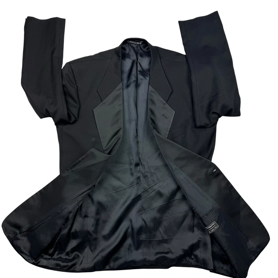 Chaqueta de Esmoquin Armani Para Hombre 100% Lana Un Botón Solapa Satinada Negra • 40R Foto 3 de 4