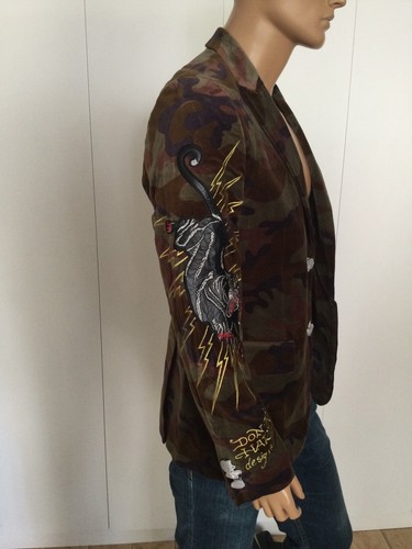 Ed Hardy Camo Tiger Black Panther Samt Jacke Gr. M - Bild 2 von 10