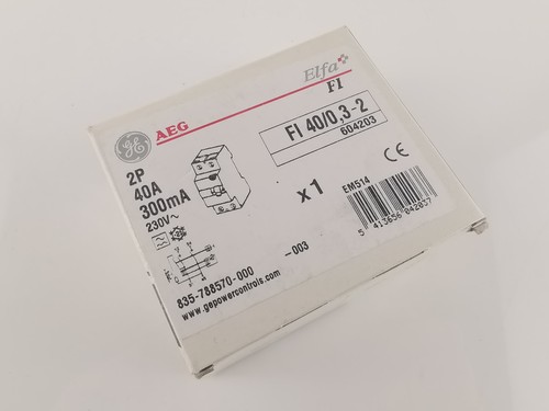 GE General Electric FI 40/0.3-2 40A 300mA Residual Current Circuit Breaker 604203 2 Pole - Picture 1 of 2