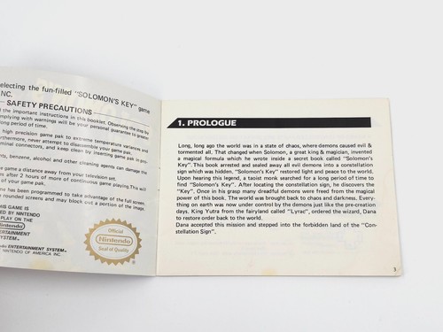 Solomon's Key Nintendo NES-KE-USA Instruction Booklet Manual - Picture 2 of 5
