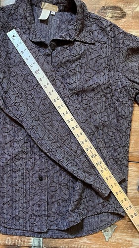 THE TERRITORY AHEAD L-Plum-Button Up Shirt-Textured Long Sleeve-Embroidered Top - Picture 16 of 17