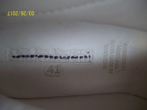 Shakuhachi Wo's EU41 US10 White Handmade Textil Leder Plateau Oxford Schuhe - Bild 9 von 10