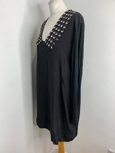 SPORTMAX Max Mara shift dress XL VGC beaded jersey tunic sheath metallic - Picture 6 of 9