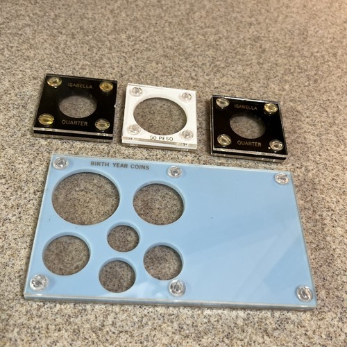 Lot 4 Capital Plastics coin holders 50 Peso Isabella Quarter Boy Birth Year