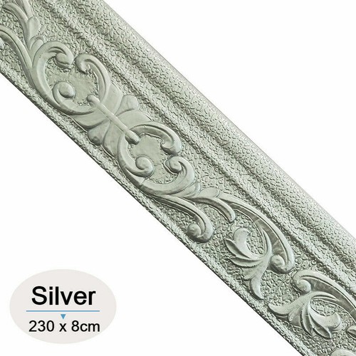 230 X 8cm Self Adhesive Wall Skirting Wallpaper Border 3D Pattern Floral Crafts - Picture 5 of 9