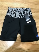 adidas Women's Size S Black Printed BT HR AIQ2 Training Shorts 38 NWT FK2292