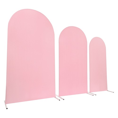3X Arch Backdrop Stand Set Wedding Arch Stand Backdrop Decor w/ Pink Covers US - Picture 5 of 11