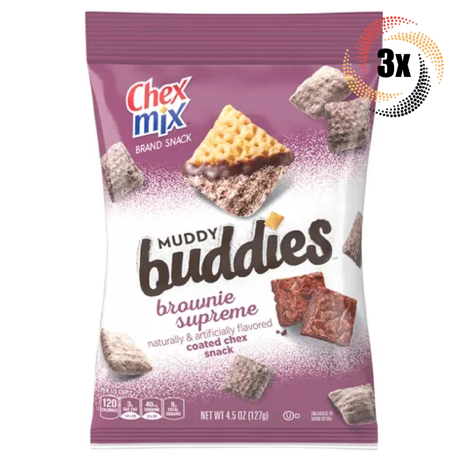 3 пакетика снековой смеси Chex Mix Muddy Buddies Brownie Supreme в глазури | 4,5 унции