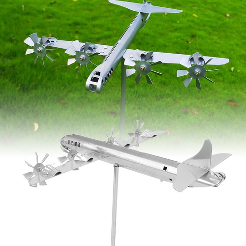 Molino de viento para avión metal plateado para avión decoración giratoria para jardín patio patio patio - Imagen 5 de 22
