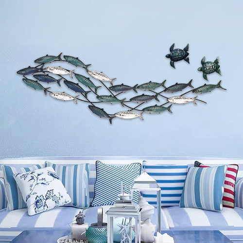 Coastal Metal Fish Wall Decor,Modern Marine Metal Wall Art Sculpture Decor Is Pe - Picture 9 of 9