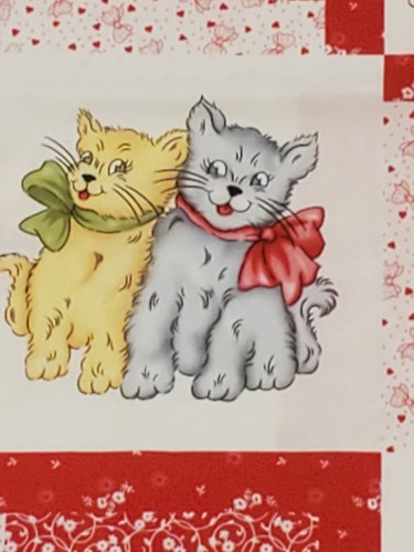 Sewing Quilting "Happy Days" Cotton Fabric ~ Kittens and Puppies 1 yard - Picture 2 of 3