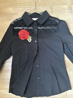 MONNALISA Girls   Black Collar Blouse/Top Size 8