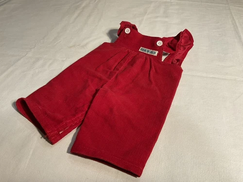 COLECO/CABBAGE PATCH KIDS RED CORDUROY BIB OVERALLS W/BUTTONS/BUTTONHOLES (P)