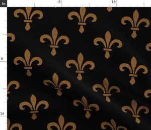 Fleur-De-Lys-Dr-Gothic-Lis-Medieval-Gold-Black-Fabric-Printed-by-Spoonflower-BTY