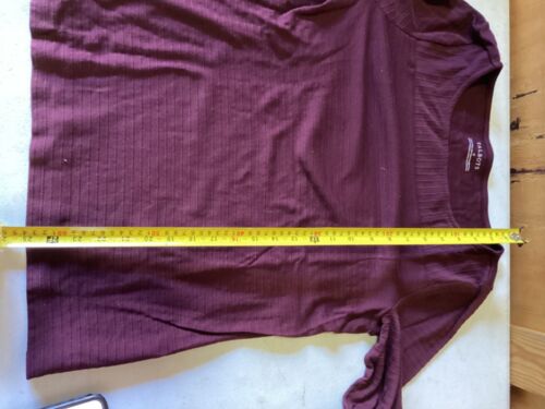 Talbots Womans M: Blouse Top Maroon Round Neck Long Button Sleeve Pullover - Picture 6 of 9