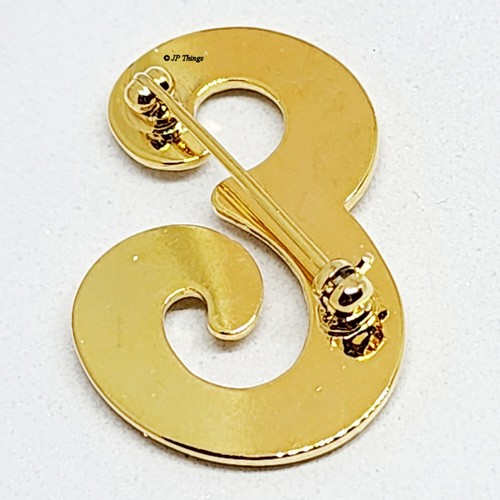 Elegante monogrammierte E Goldton Brosche Pin - Bild 2 von 2