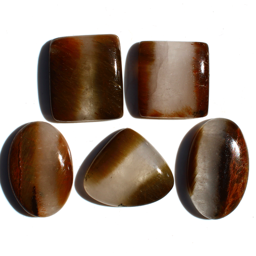 5 Pcs Natural Cacoxenite Rutilated Quartz 26mm-35mm Cabochon Loose Gemstones Lot - Picture 2 of 13