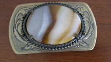Western Style BRASS WITH STONE Metal BELT BUCKLE