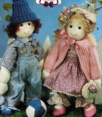VINTAGE UNGESCHNITTEN 1991 SIMPLICITY SCHNITTMUSTER 7476 SOCKENPUPPEN MIT KLEIDUNG YO-YO QUILT - Bild 2 von 4