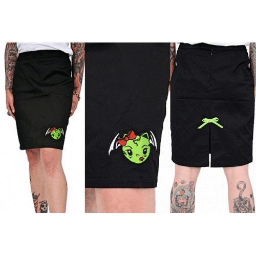 Vixen Zombie Fledermaus Bleistiftrock Pinup 50er Jahre Goth Punk Stretch Sourpuss S SMALL 77274 - Bild 1 von 1