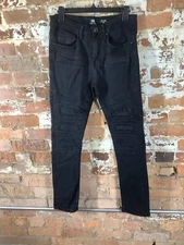 Bleecker & Mercer Jeans Black Skinny Slim Fit Rip Distressed Stretch Mens 29x30