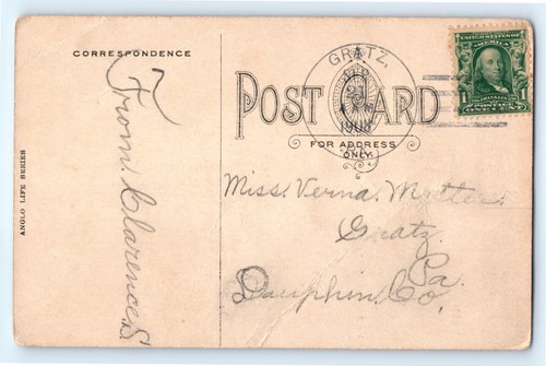 1908 Postcard Victorian Woman "To My Darling" - Picture 3 of 3