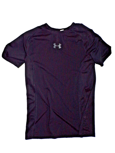 Under Armour Boys youth size L mesh side tee shirt short sleeve top black R1 - Picture 2 of 4