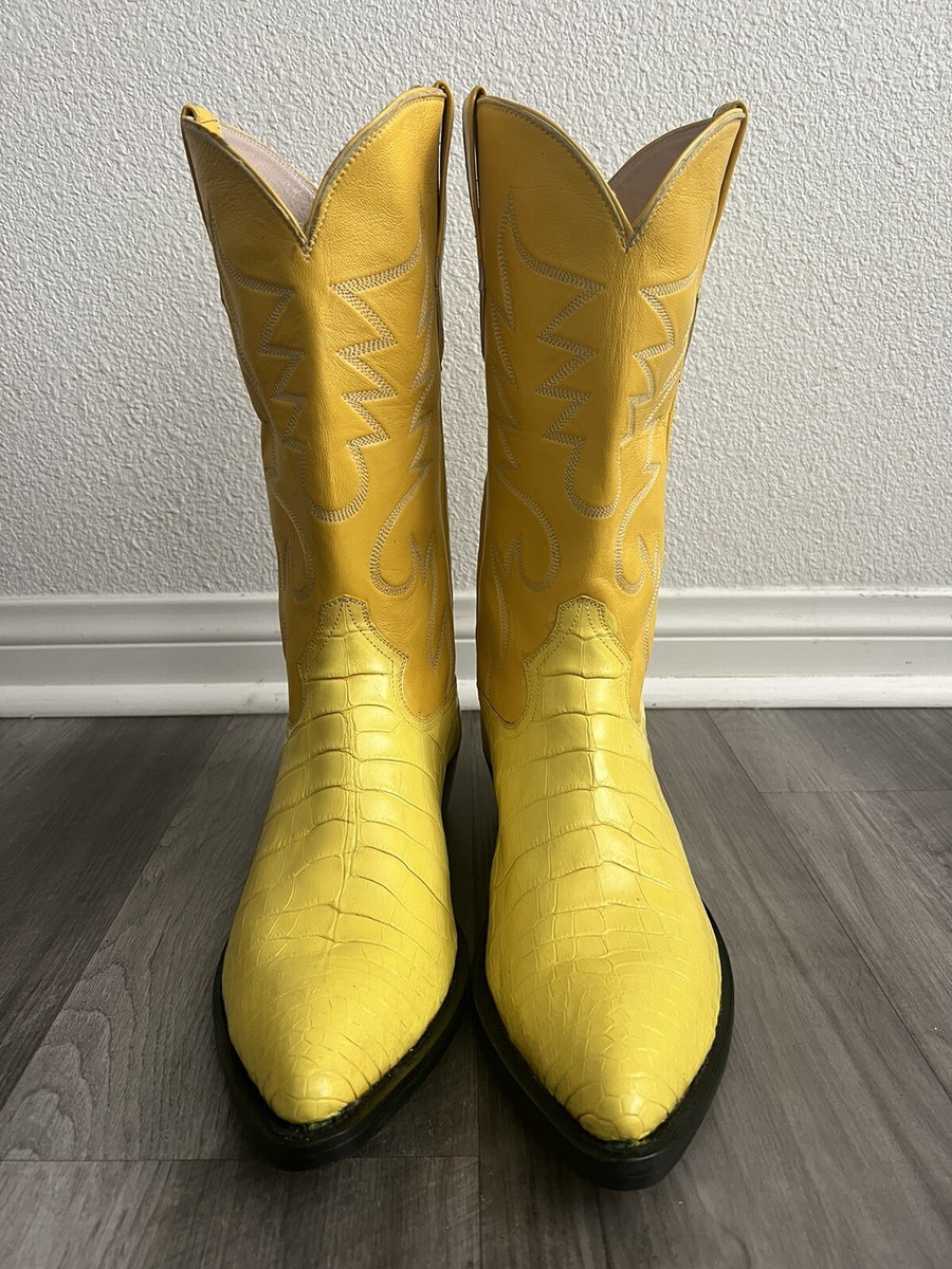 Max Leather | Custom Yellow Genuine Alligator Cowboy Boot Men's 13