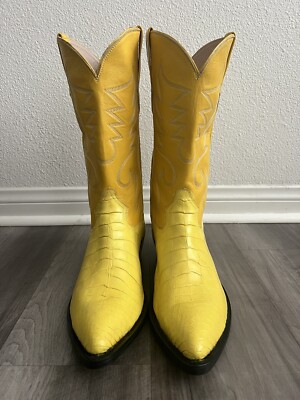 Max Leather | Custom Yellow Genuine Alligator Cowboy Boot Men's 13