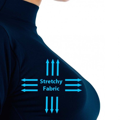 Damen Langarm Mock Ausschnitt Shirt Stretch Rollkragenpullover Oberteil schmale Passform Übergröße M-XL - Bild 21 von 30