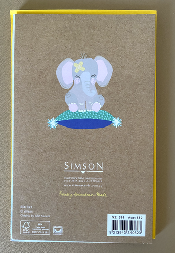 "Get Well Soon" Baby Elephant with Bandaid on Cushions, Hearts by Simson Cards - Picture 4 of 5