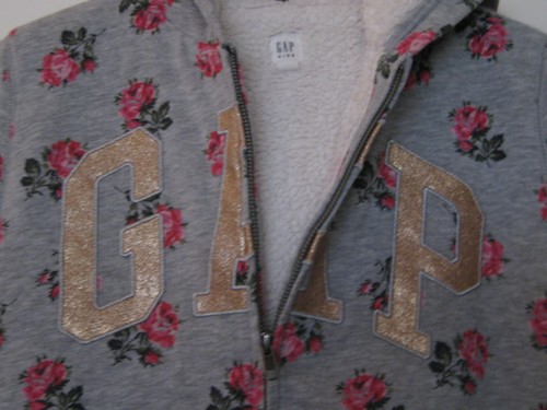 GAP KIDS: FLEECE HOODIE / FLORAL PRINT / GLITZER LOGO SHERPA GEFÜTTERT - XXL 14/16 - Bild 5 von 7