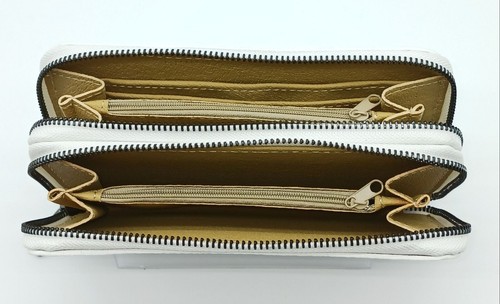 Billetera italiana de cuero genuino con doble cremallera - hecha en Italia - marrón coñac - Imagen 5 de 8