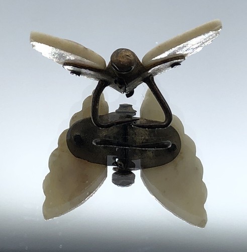 Antique Victorian Miniature Butterfly Veil Clip Inlaid Mother of Peral Ladybugs - Picture 4 of 12