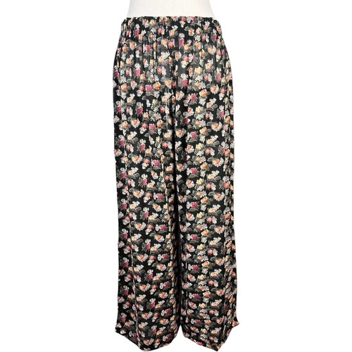 Vintage 90er Hose Damen Medium Wide Leg Fairy Grunge transparent Baggy Blumenmuster
