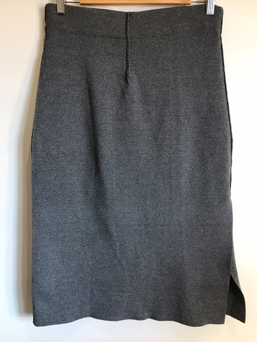 Feathers Size M 12 Grey Crepe Knit Pencil Skirt Designer - Picture 1 of 7