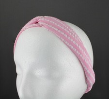 Pink turban twist stretch headband fabric 1.5" wide turband seersucker stripes