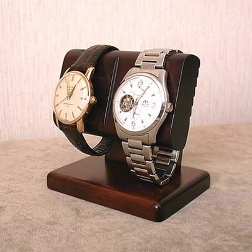 F/S 2 Wrist Watch Display Rack Holder Case Stand Tool Wooden Craft Made in Japan - Picture 2 of 6