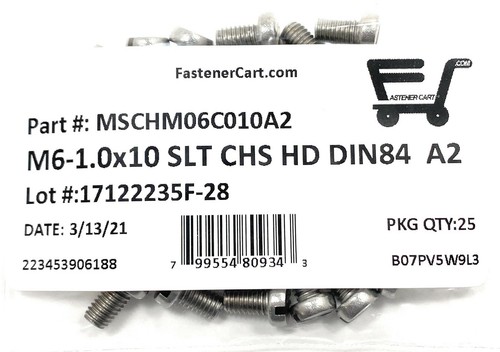 (25) M6-1.0 x10 Stainless Steel Slotted Cheese Head Machine Screw DIN84 A2 M6x10 - Bild 3 von 5